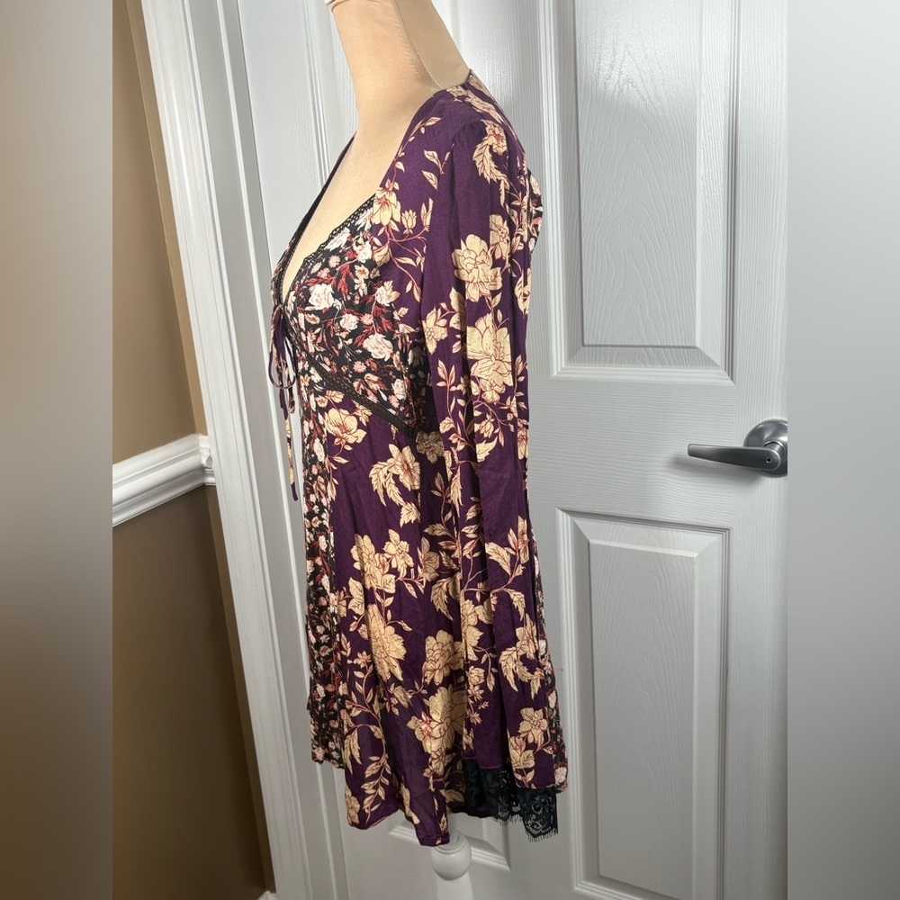 Free People Odette Floral‎ Long Sleeve Tunic NWT XSmall - Picture 5 of 14